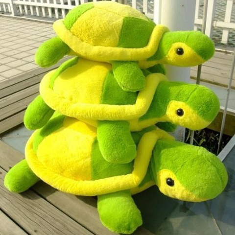 Plush turtle toy with yellow and green color